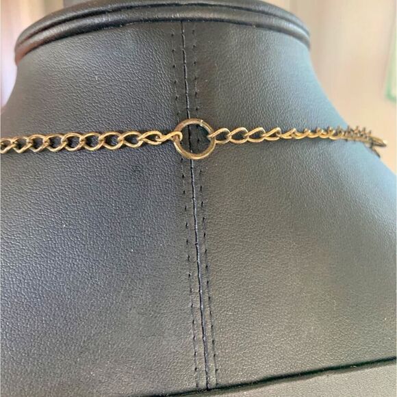 Vintage 3-pc Horn Boomerang Necklace, in Brass tone, Unmarked - Picture 3 of 3